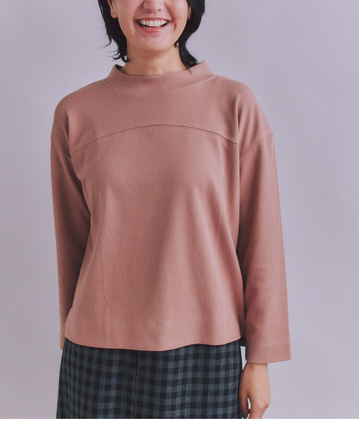 Crepe Double Face Knit 切替えボトルネックプルオーバー