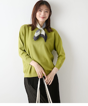 【手洗い可能】TCヘリンボーン 7分袖ニットプルオーバー