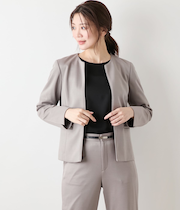 【L】【ウォッシャブル】モクロディクリア ノーカラージャケット