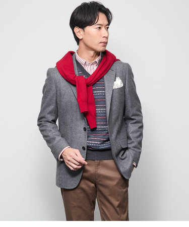 梳紡毛カシミヤ混ツイル ジャケット