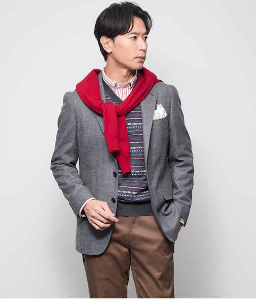 梳紡毛カシミヤ混ツイル ジャケット