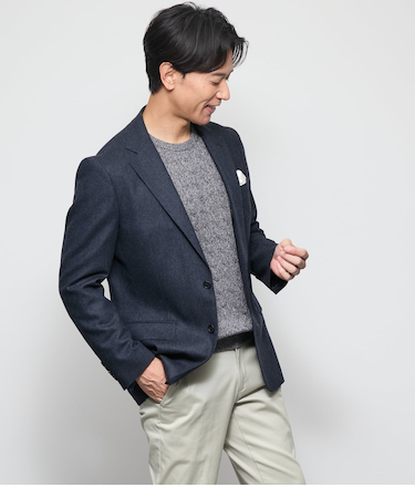梳紡毛カシミヤ混ツイル ジャケット