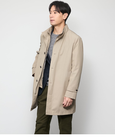 WOOLIAN PLAIN レイヤードスタンドカラーコート
