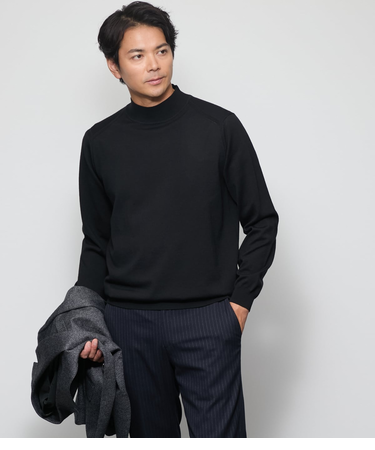 【ウォッシャブル】モックネック プルオーバーニット