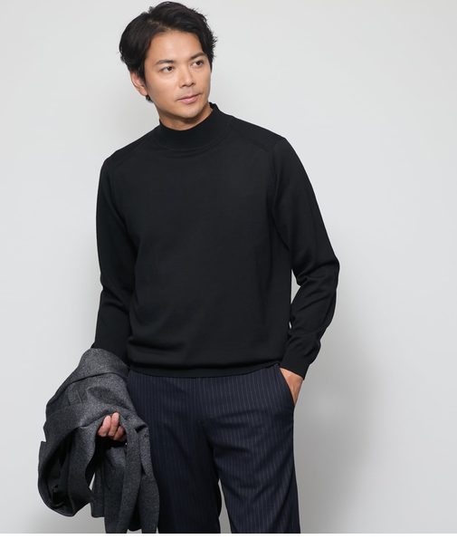 【ウォッシャブル】モックネック プルオーバーニット