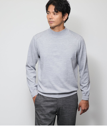 【ウォッシャブル】モックネック プルオーバーニット