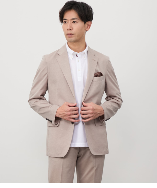 【ウォッシャブル・防シワ・撥水】MOVING COMFORT 千鳥 ハイストレッチ ジャージー ジャケット(セットアップ対応)