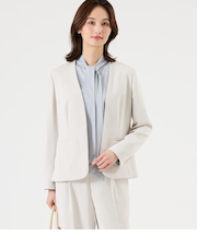 【ウォッシャブル】ポリエステルツイル 1ホックノーカラージャケット