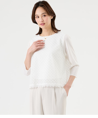 TR天竺レース ７分袖プルオーバー