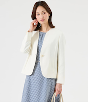 ポリエステルブッチャー ノーカラー1釦ジャケット