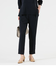 【ウォッシャブル】ポリエステルツイル タックテーパードパンツ