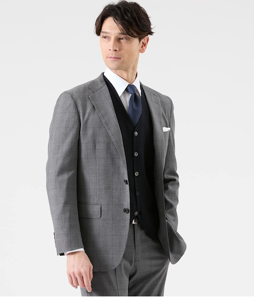 【ストレッチ】CARREMAN グレンチェック スーツ