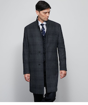 カシミヤ混 チェック ビーバー コンバーチブルカラーコート