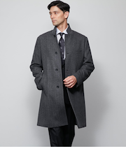 カシミヤ混 ヘリンボーン ビーバー コンバーチブルカラーコート