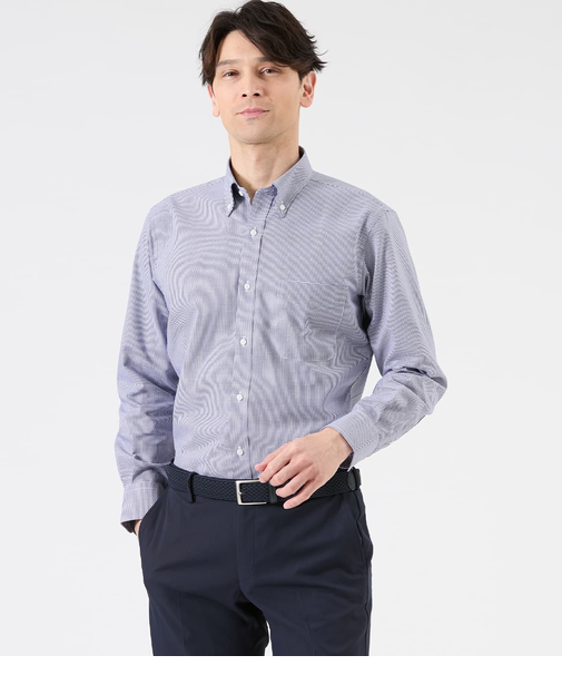 Easy Care ハウンドトゥース 長袖ボタンダウンシャツ