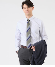 Easy Care・COOLMAX EcoMade オルタネイトストライプ 長袖ボタンダウンシャツ