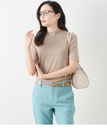 ヴィスコースポリエステル ビルドネック5分袖プルオーバー