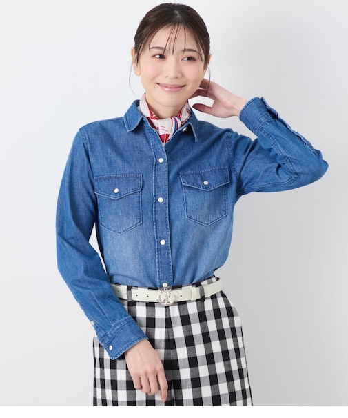 【L】EDWIN 7.2オンス レギュラーカラーデニムシャツ