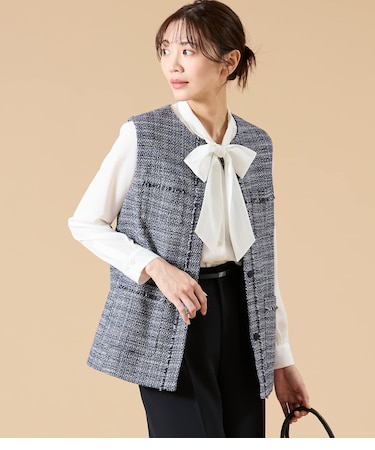 【L】ソフトミックスツィード ジレ