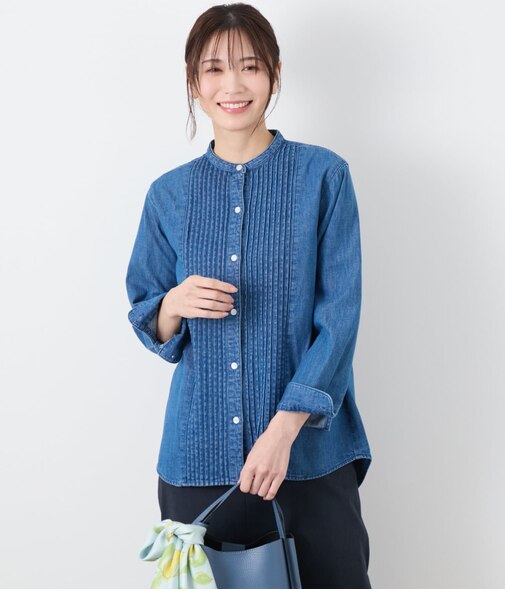 EDWIN 7.2オンス スタンドカラーデニムシャツ