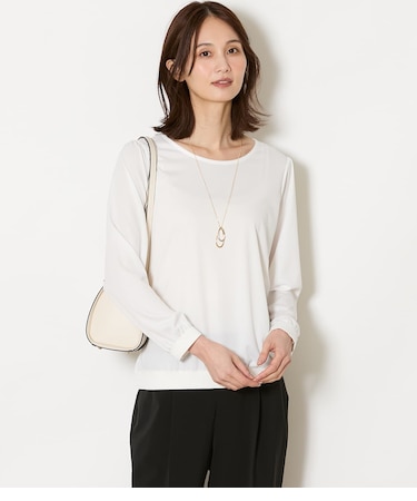 ポリエステルスムース シャーリングTブラウス