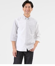 オックス クレイジーパターン 七分袖ショートボタンダウンシャツ