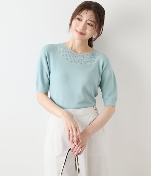 TCホールガーメント(R)  求心透かし柄5分袖プルオーバー