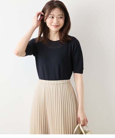 TCホールガーメント(R)  求心透かし柄5分袖プルオーバー