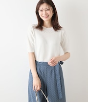 【L】TCホールガーメント(R)  求心透かし柄5分袖プルオーバー