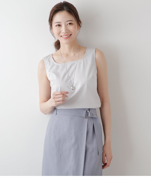 【UVカット・透け防止・遮熱】ソルシールドプレーティング天竺 スクエアネックタンクトップ