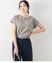 【L】【UVカット・透け防止・遮熱】ソルシールド フレンチスリーブTシャツ