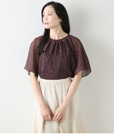 【L】ドット楊柳 フレアスリーブブラウス&タンクトップ