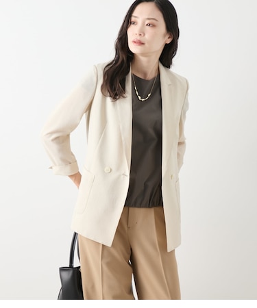 【L】【ウォッシャブル】ドライライトクロス Wブレストジャケット