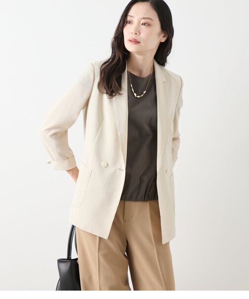 【L】【ウォッシャブル】ドライライトクロス Wブレストジャケット