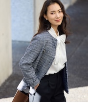 ソフトミックスツィード ノーカラージャケット