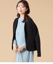 ツィーディーラメ ノーカラーニットジャケット