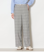 【ウォッシャブル】綿麻カラードグレンチェック ストレートトラウザーパンツ