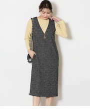 【ウォッシャブル】ソフトブッチャー Vネックジャンパースカート