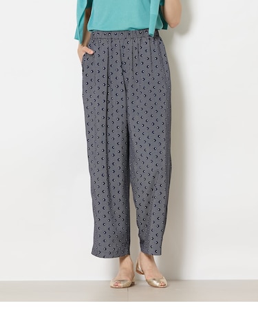 【L】ダイヤドットプリント イージーワイドパンツ