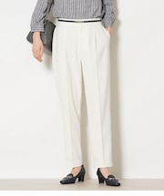 ストレッチツイル ワンタック1タックテーパードパンツ(ホワイト)