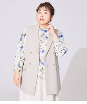 【L】【ウォッシャブル】ブライトツイル ピークドラペルダブルブレストジレ