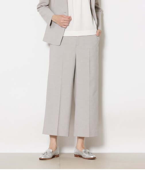 【L】ウォッシャブルストレッチ ガウチョパンツ