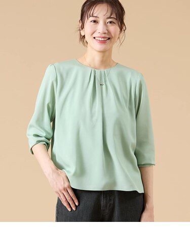 【L】TR天竺＆ストレッチデシン ドッキングブラウス