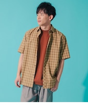 【ドライタッチ・ワッシャー加工・着回し】オンブレーチェック 半袖スマートカラーシャツ