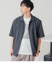 【吸水速乾・接触冷感・UVカット】サマートロピカル 半袖セミオープンカラーシャツ