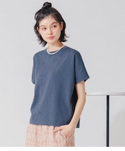 【ドライタッチ・着映え】クルーネックニットTシャツ