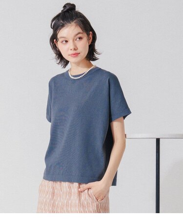 【ドライタッチ・着映え】クルーネックニットTシャツ