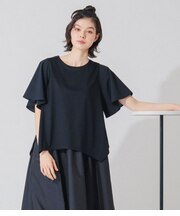 【接触冷感・二の腕カバー】プレーティング天竺 イレギュラーヘムプルオーバー