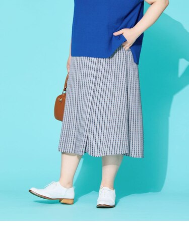 【L】グリットプリント タックスカート