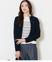 【L】ポリナイロンブークレーホールガーメント(R) クルーネックニットカーディガン